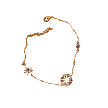 Gorgeous Rose - gold Bracelet with Star - shaped Crystal Embellishments