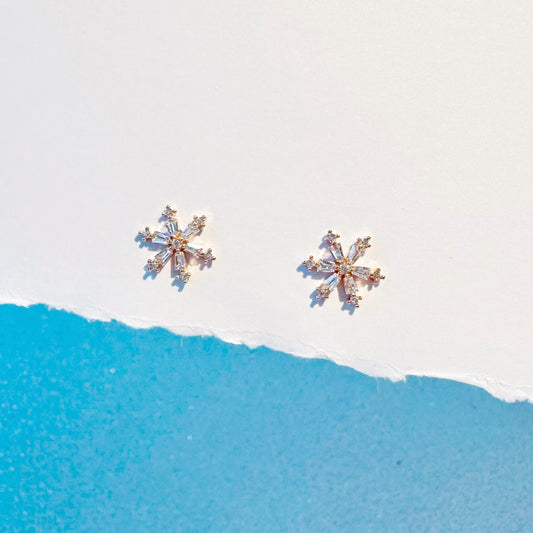 Rose Gold Icy Snowflake Earrings