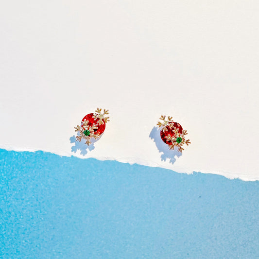 Rose Gold Snow Queen's Snowflake Earrings