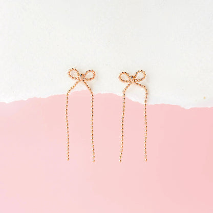 Rose Gold Minimalist Ribbon Earrings