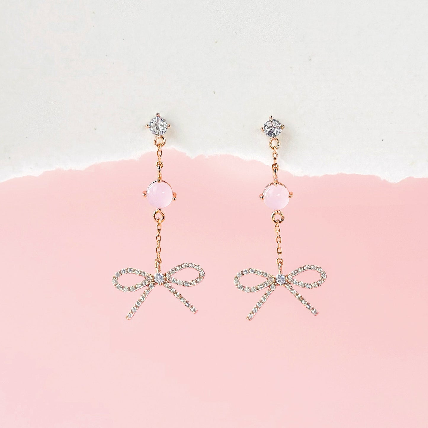 Rose Gold Sweet Ribbon Earrings