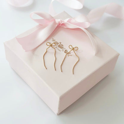 Rose Gold Minimalist Ribbon Earrings