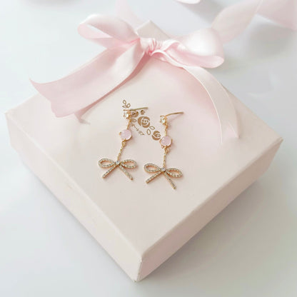 Rose Gold Sweet Ribbon Earrings