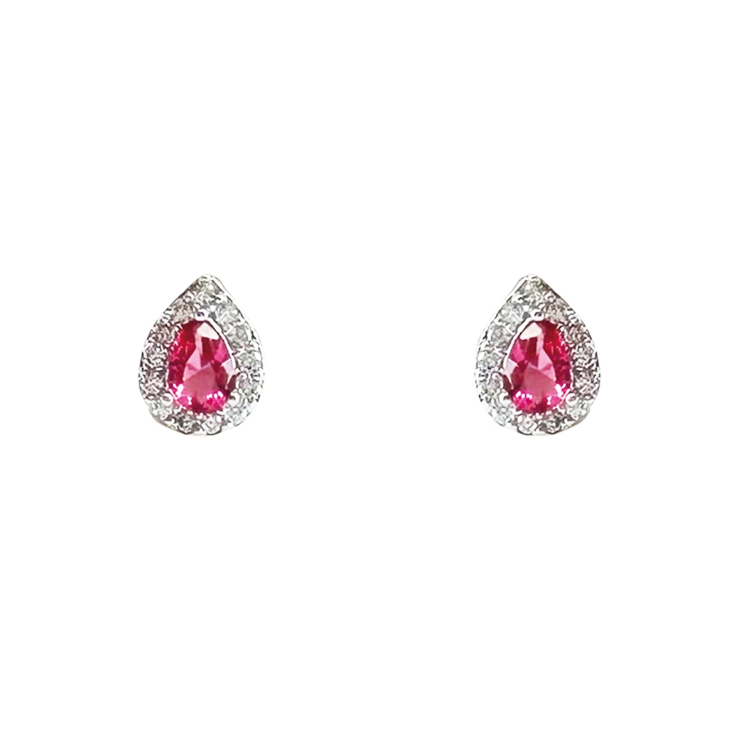 Ruby Tear Drop Diamond Earrings