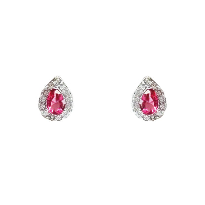 Ruby Tear Drop Diamond Earrings