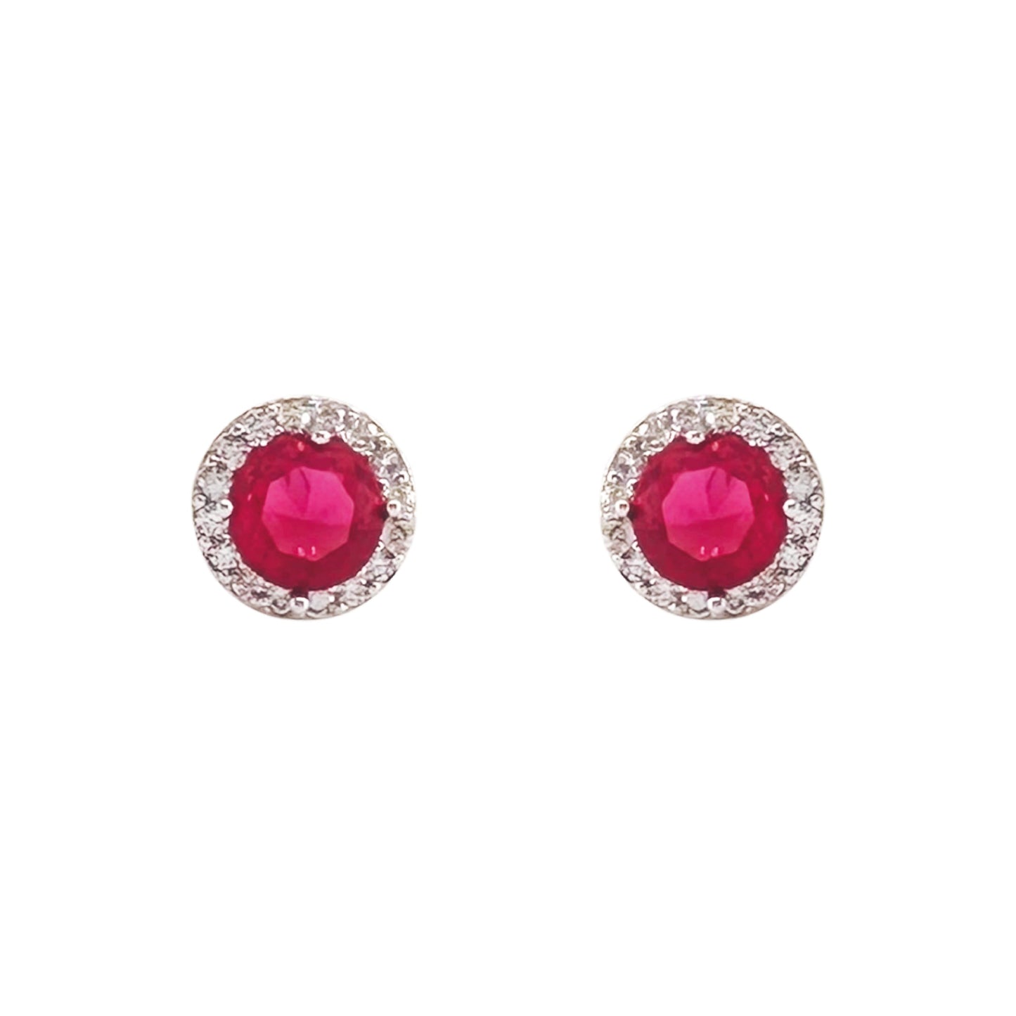 Ruby Solitaire Diamond Earrings