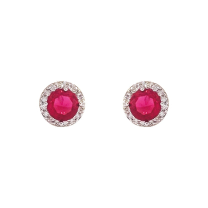 Ruby Solitaire Diamond Earrings