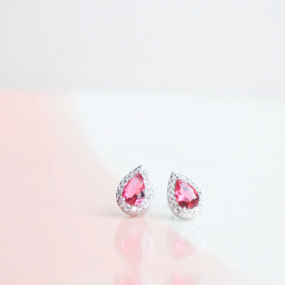 Ruby Tear Drop Diamond Earrings